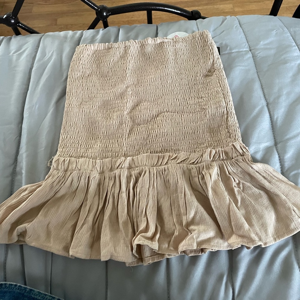 Smocked tan skirt